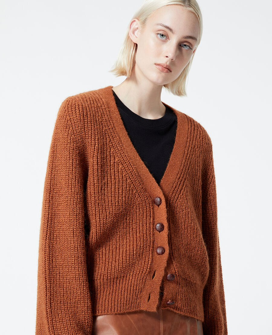 cardigan maille tabac