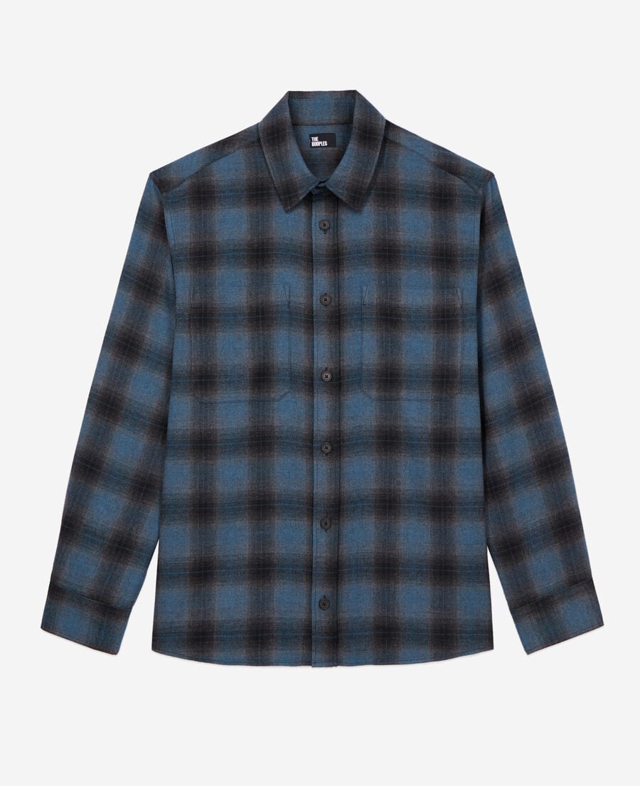The Kooples MEN ELECTRIC BLUE/BLACK blue checkered shirt