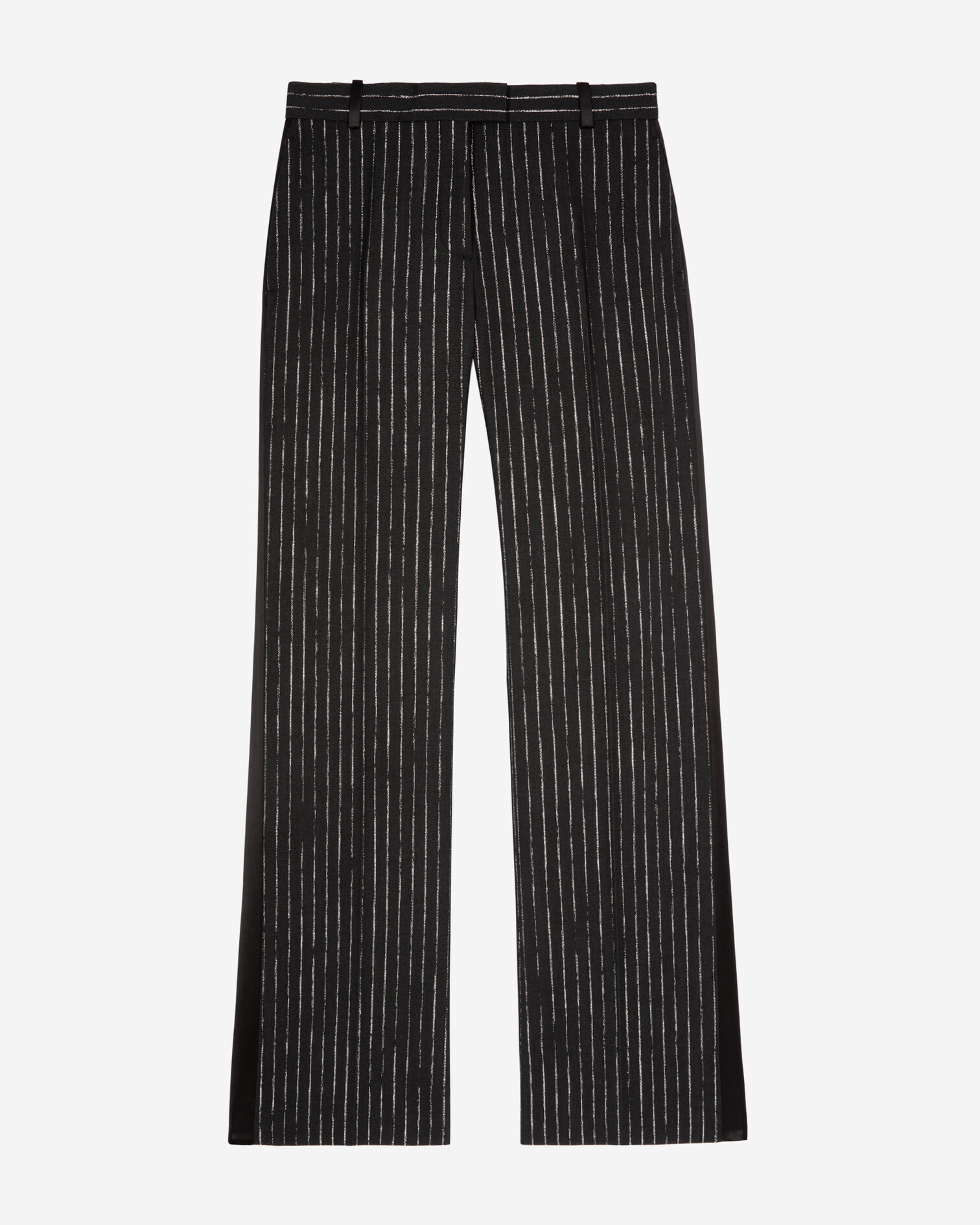 Pantalon tailleur droit à rayures noir, BLACK, hi-res image number null