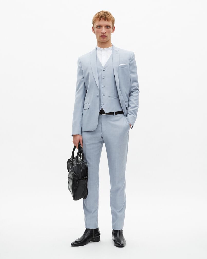 The Kooples MEN BLUE light blue wool suit fitted jacket