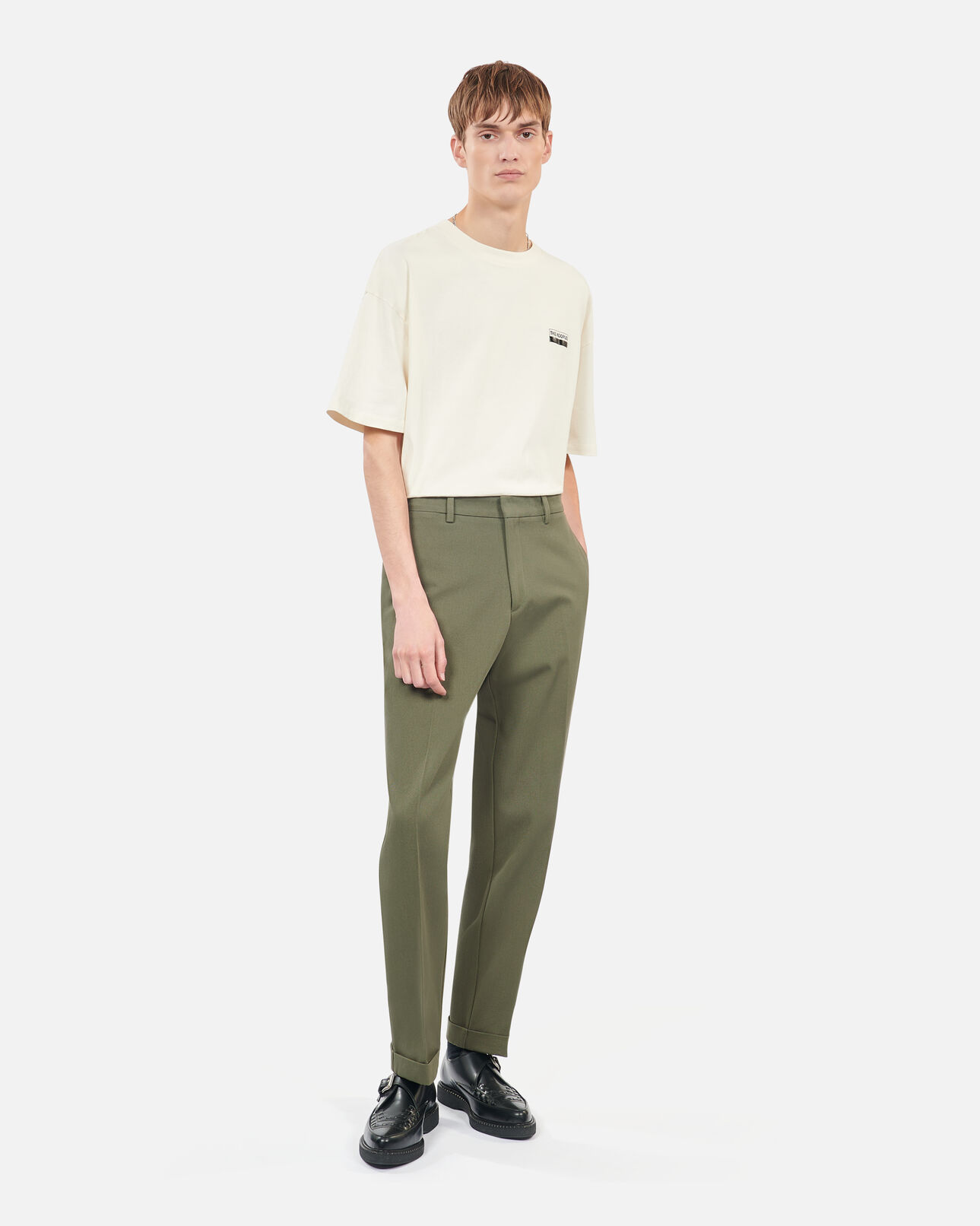 The Kooples MEN OLIVE NIGHT khaki cotton trousers