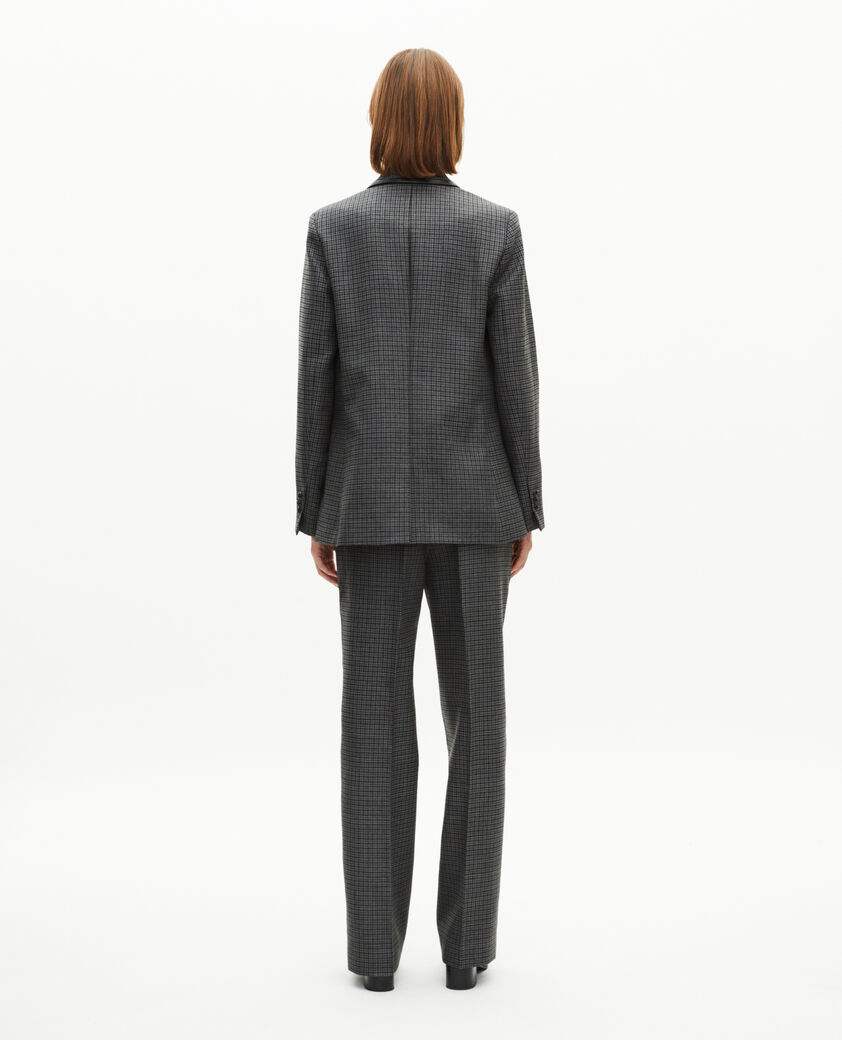 The Kooples WOMEN BLACK tailored jacket in black and grey fleece
