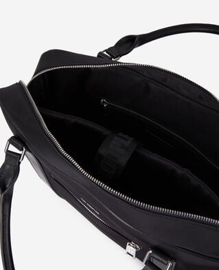 The Kooples MEN BLACK briefcase in black leather and nylon fiber