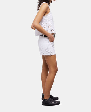 The Kooples WOMEN WHITE white denim shorts with broderie anglaise