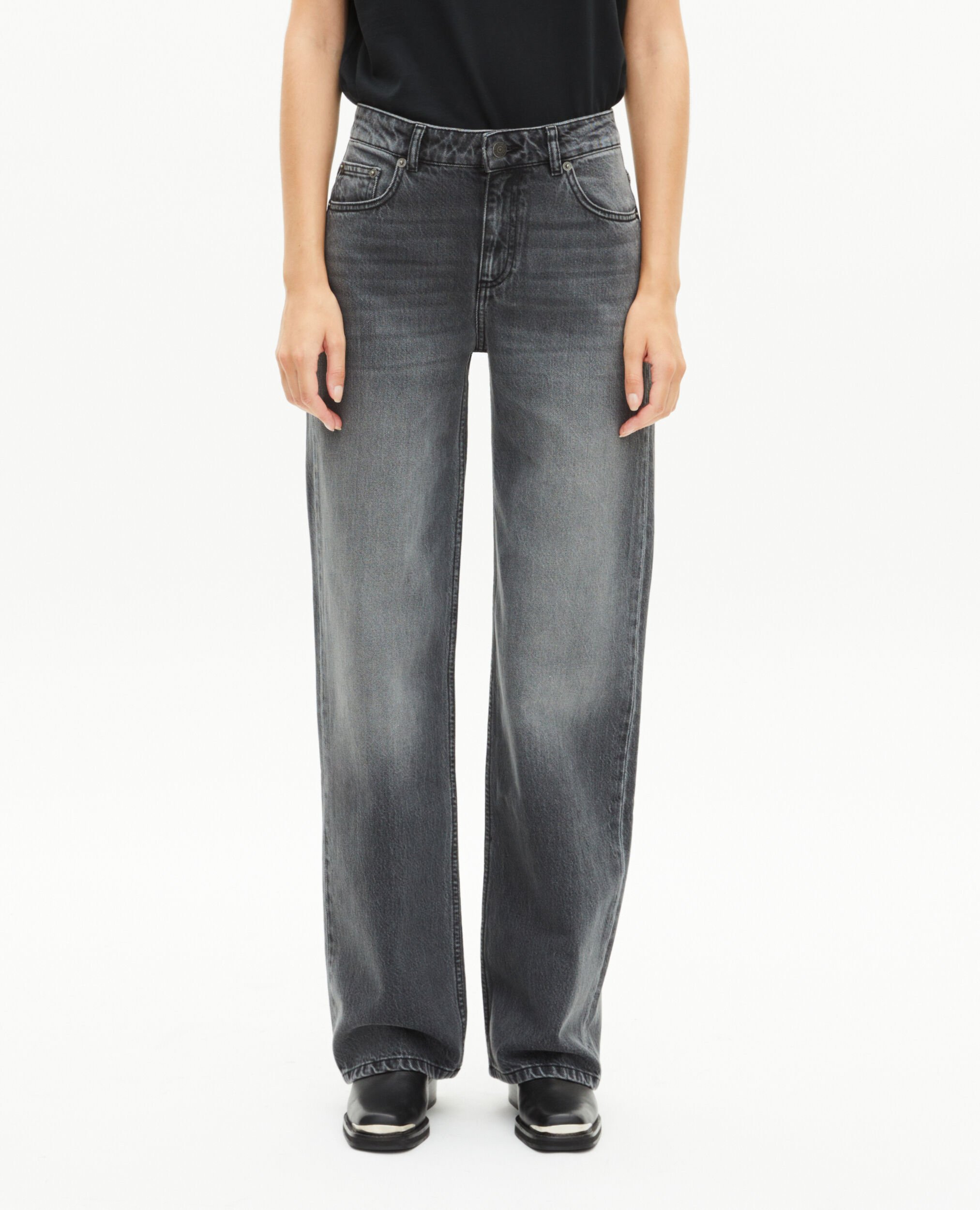 Black wide-leg jeans, BLACK, hi-res image number null