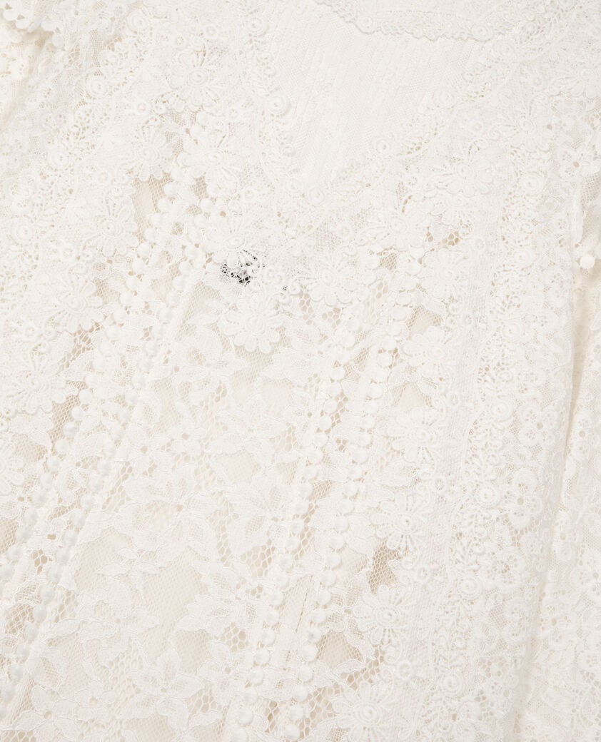 The Kooples DAMEN ECRU kurzes kleid aus ecrufarbener spitze