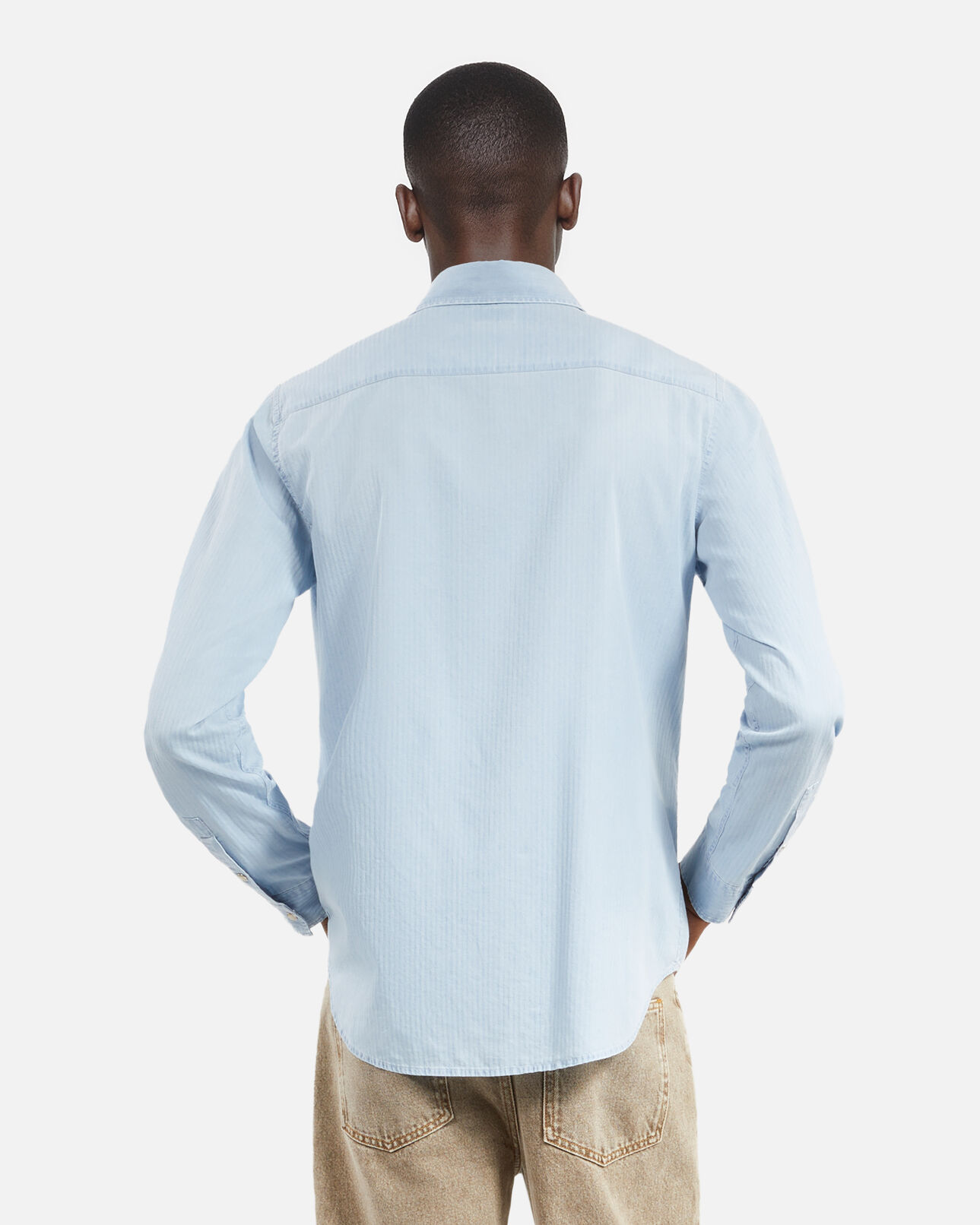 The Kooples HOMME BLUE BEIGE chemise en denim bleu