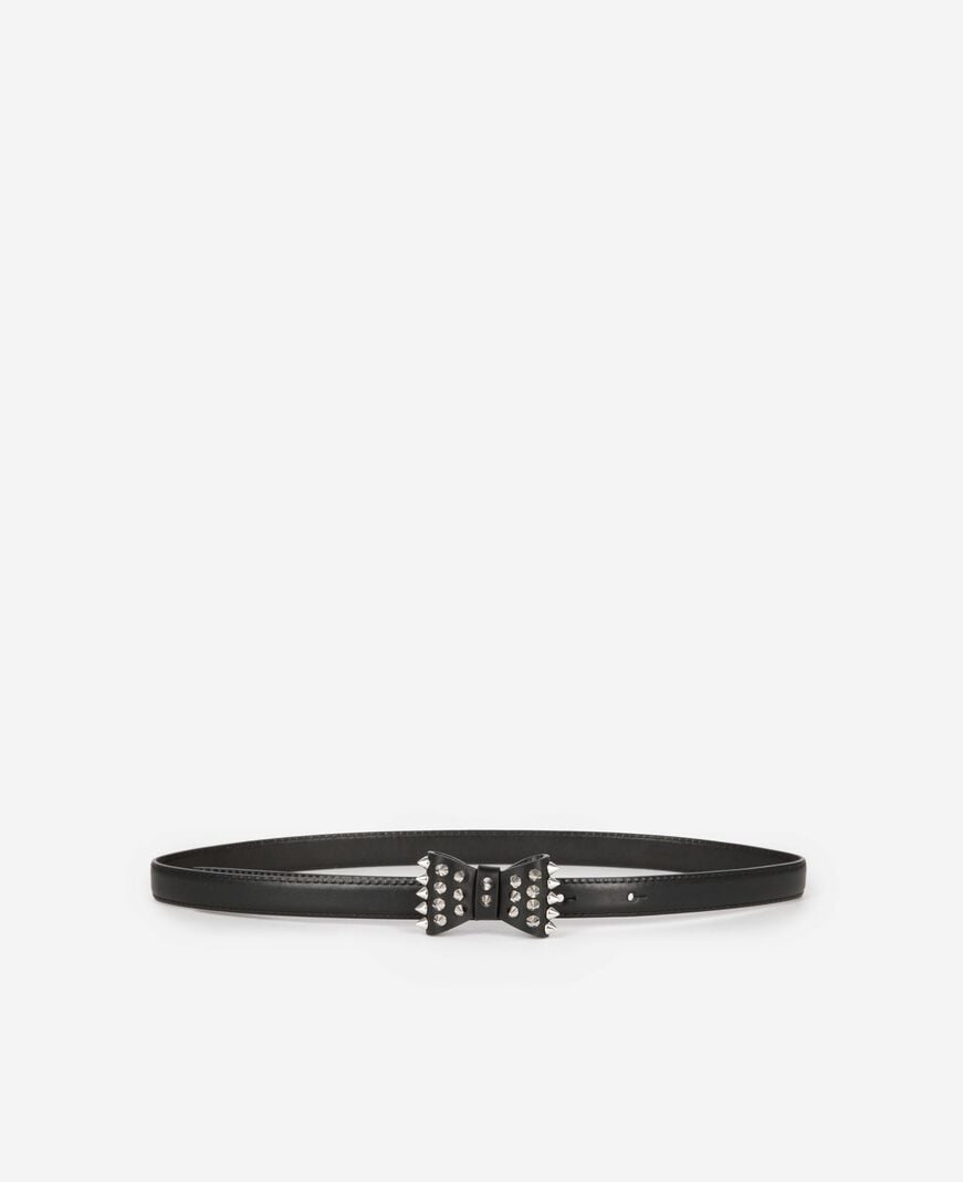 The Kooples FEMME BLACK ceinture fine avec noeud en cuir noire