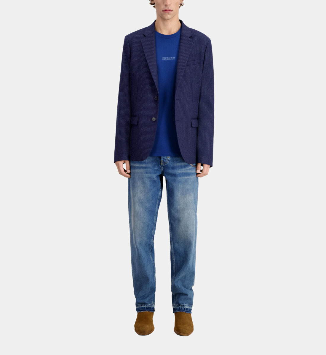 Fitted navy jacket sales