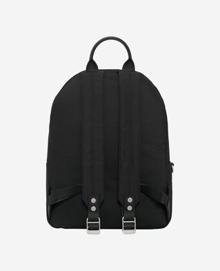 The Kooples HOMME BLACK sac &agrave; dos en canvas et cuir grain&eacute; noir