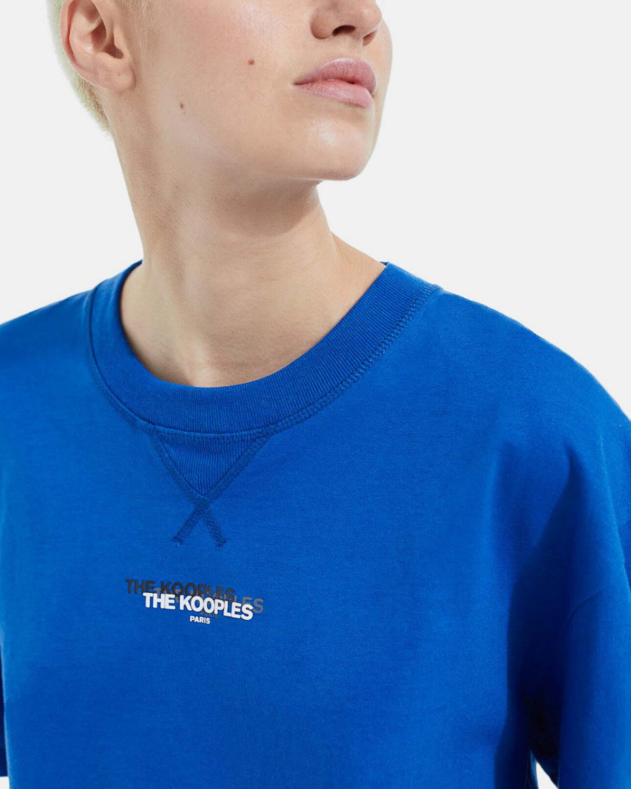 The Kooples WOMEN BLUE vibrant blue cotton t-shirt logo