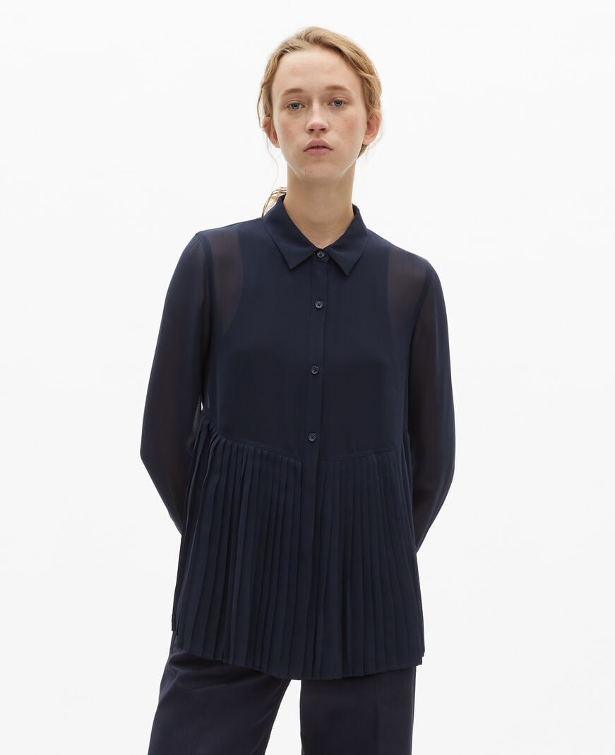 The Kooples FEMME NAVY chemise plissée marine