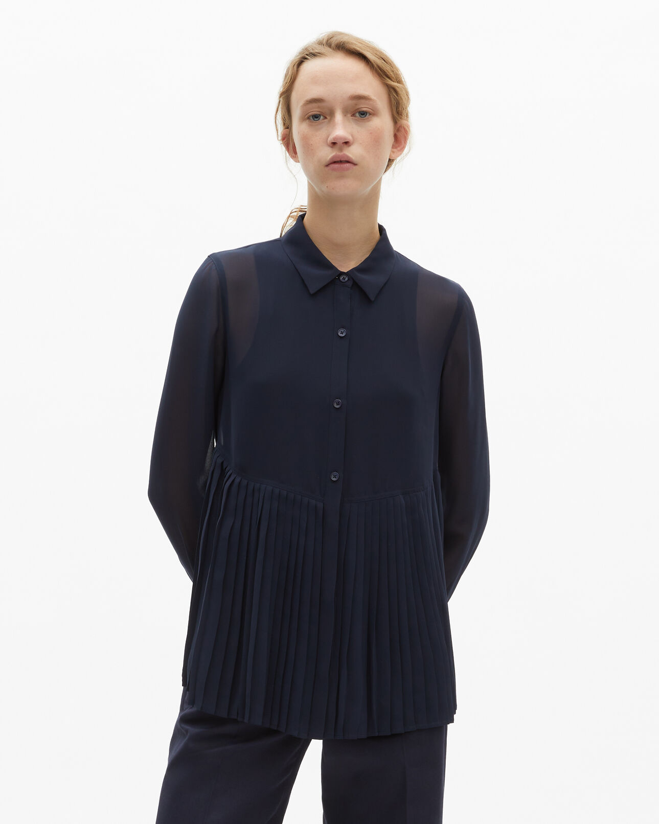 The Kooples DAMEN NAVY plisseehemd marine