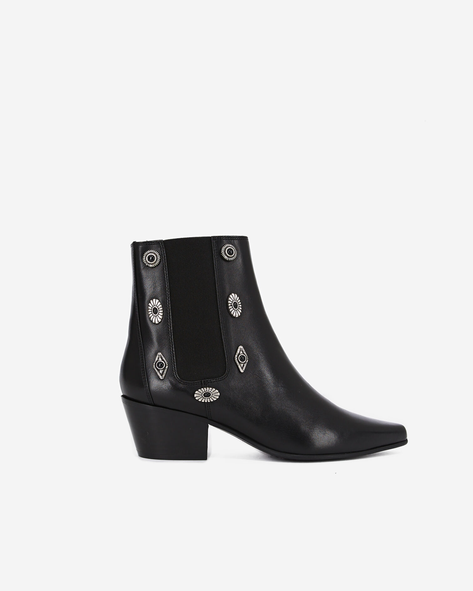 Black leather ankle boots, BLACK, hi-res image number null