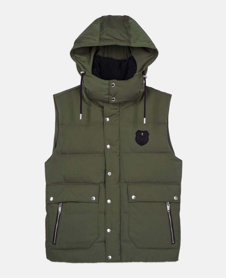 The Kooples MEN OLIVE khaki sleeveless down jacket
