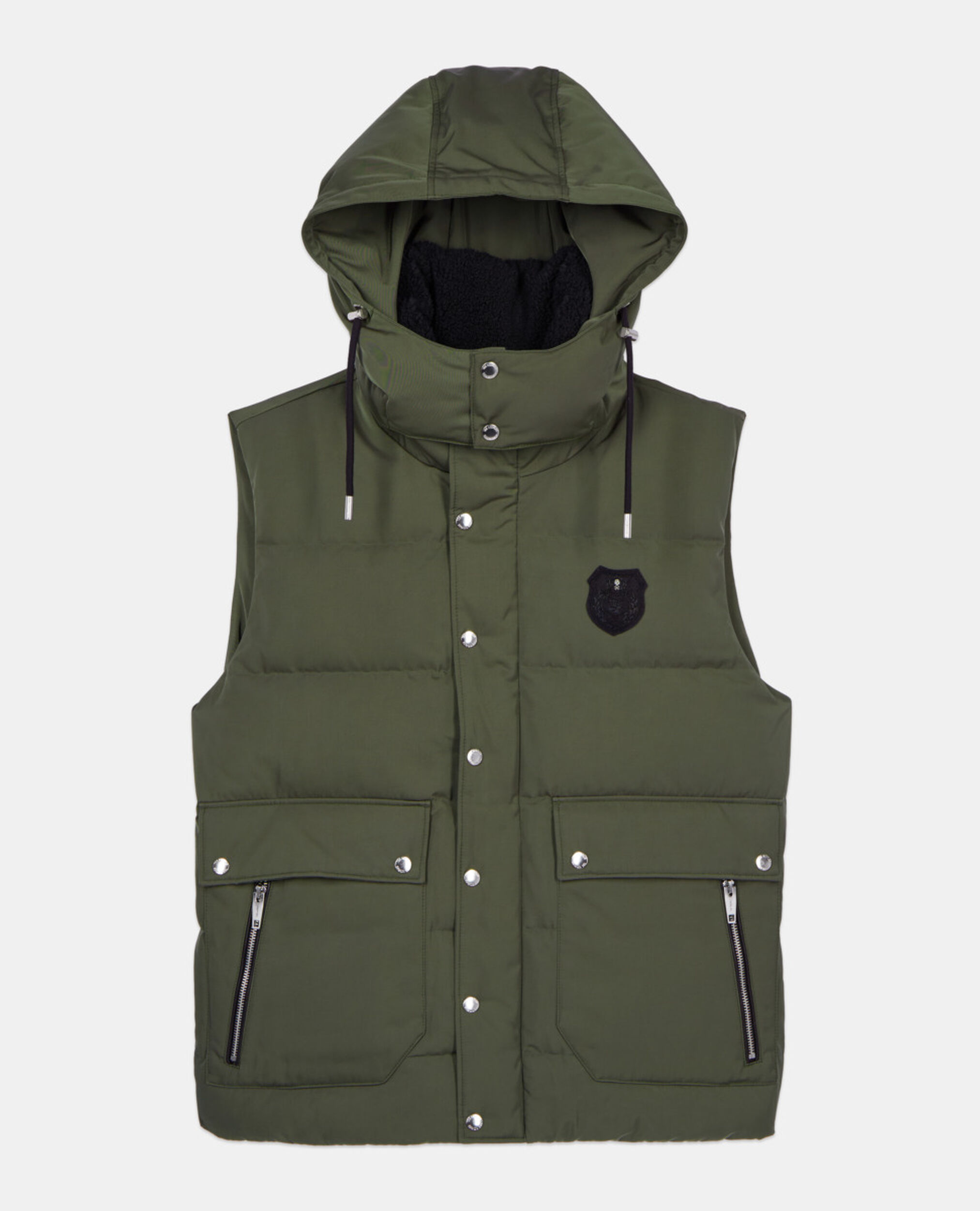 Khaki sleeveless down jacket, OLIVE, hi-res image number null
