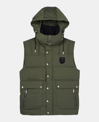 The Kooples MEN OLIVE khaki sleeveless down jacket