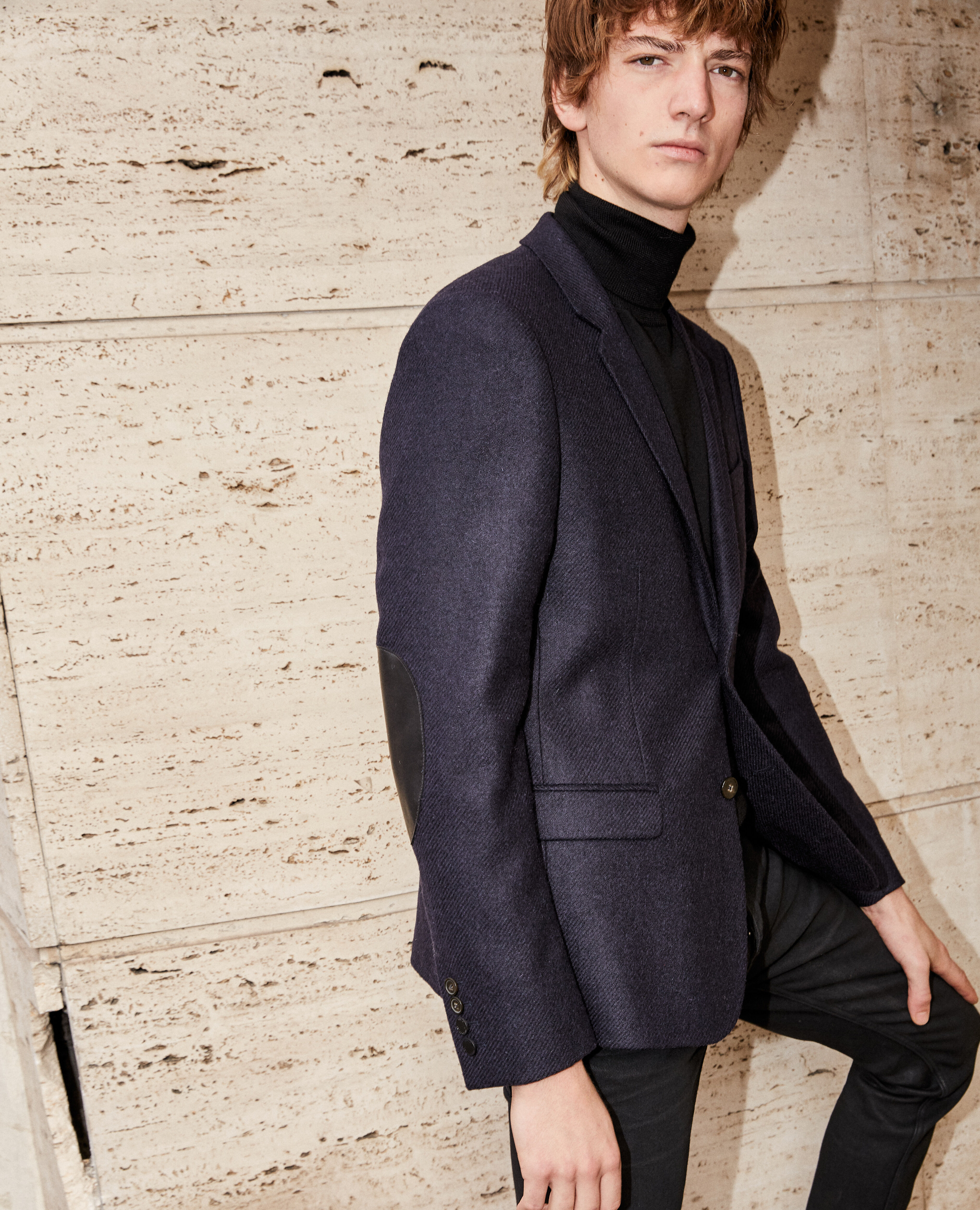 Mens blazer with leather elbow patches top