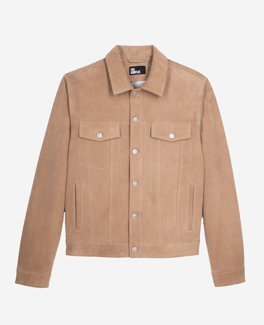The Kooples HOMME BEIGE blouson en cuir suède beige