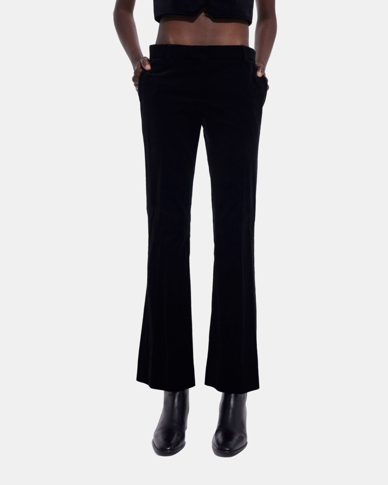 The Kooples WOMEN BLACK black velvet flared suit pants