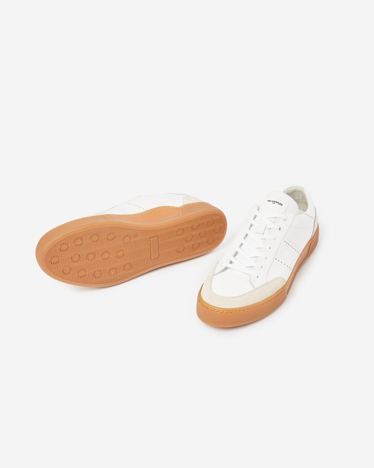 The Kooples MEN WHITE white low-top leather trainers with rubber soles