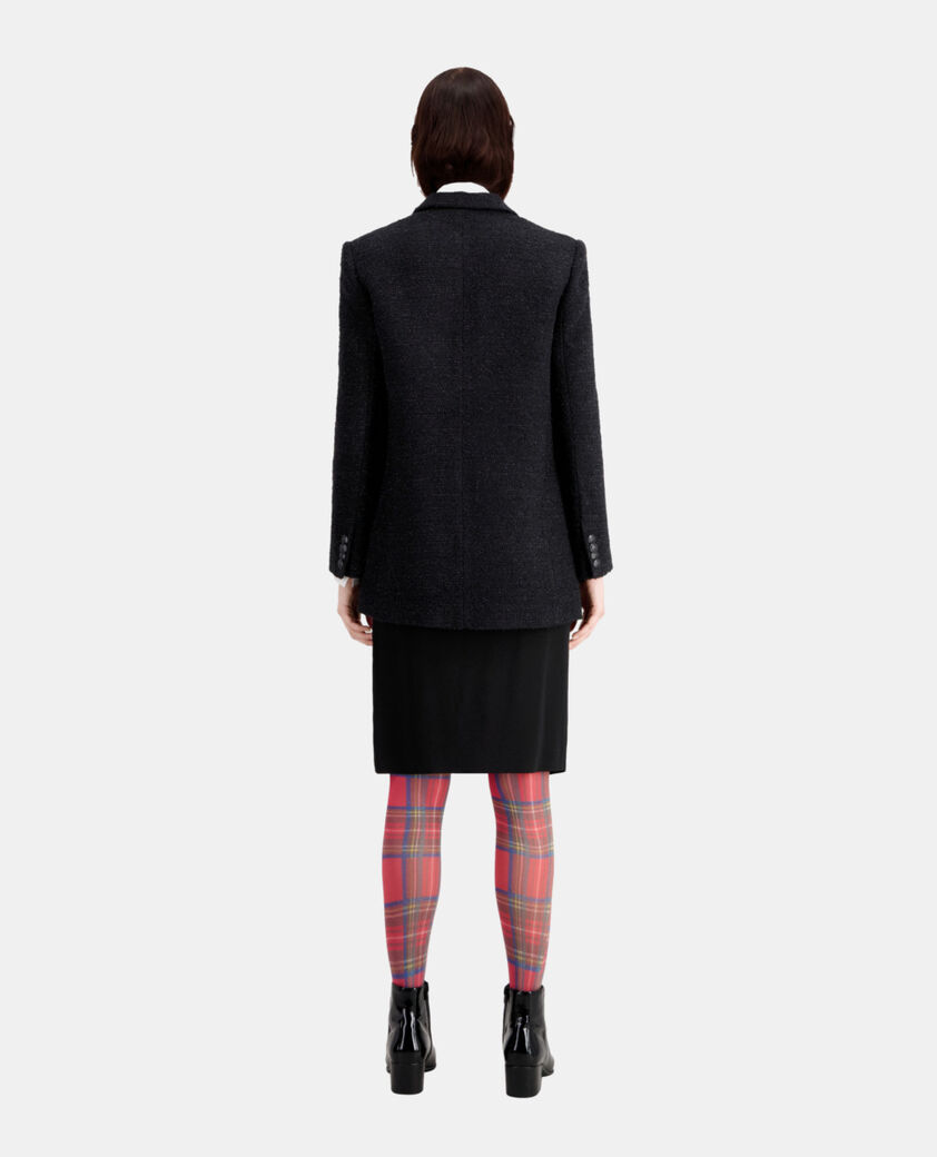 The Kooples WOMEN BLACK black tweed blazer with silver details