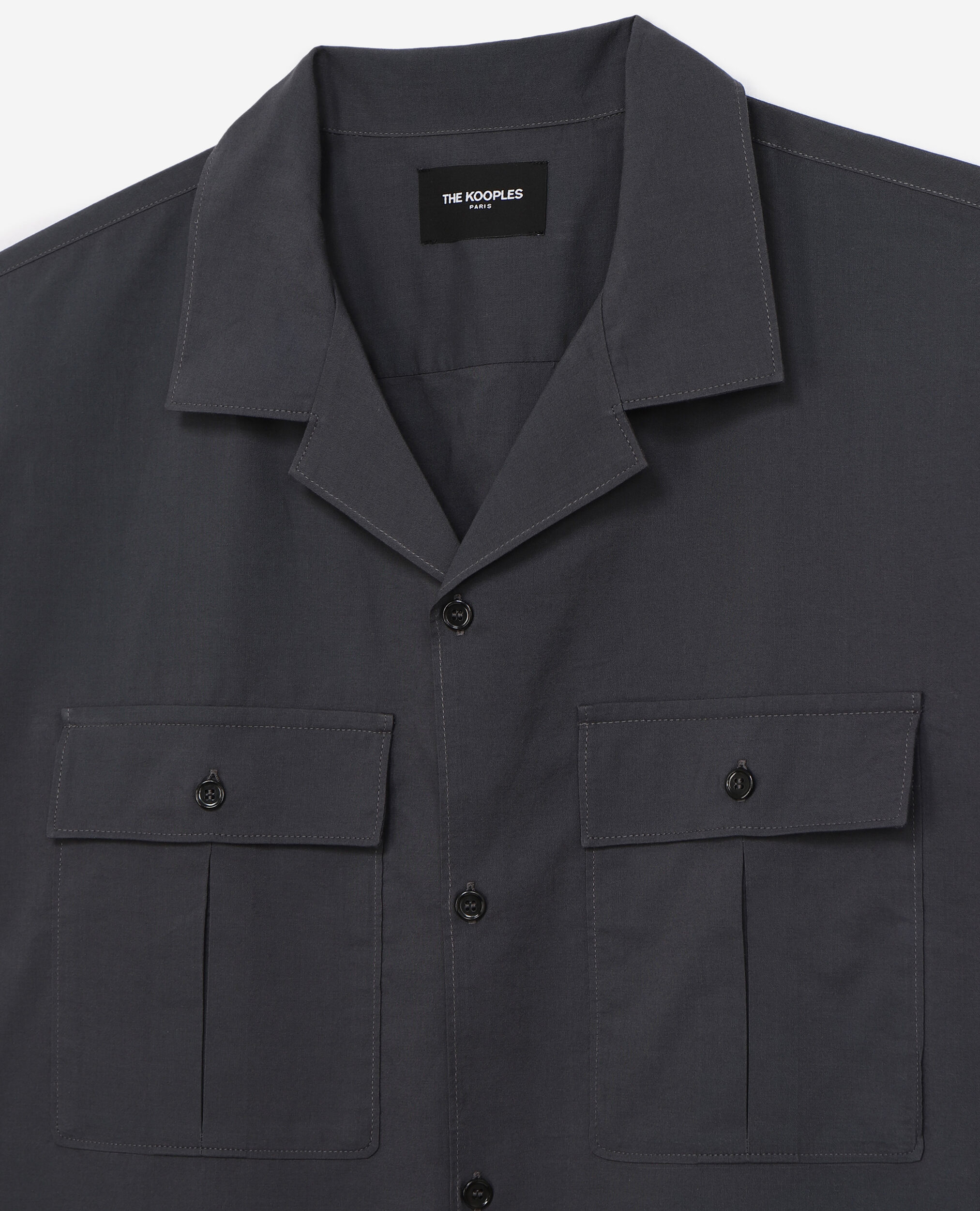 Camisa algodón gris antracita bolsillos, DARK GREY, hi-res image number null