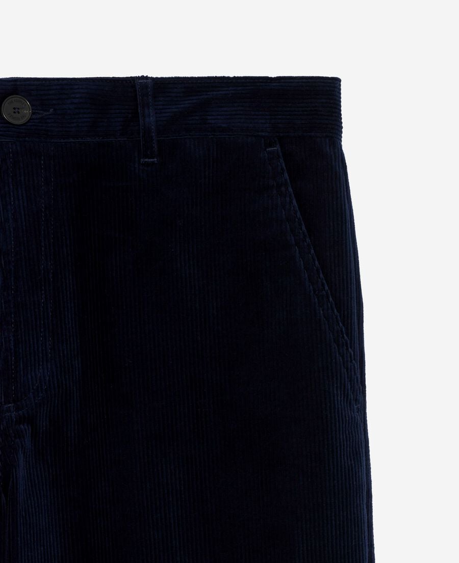 The Kooples HOMME NAVY pantalon large en velours c&ocirc;tel&eacute; marine