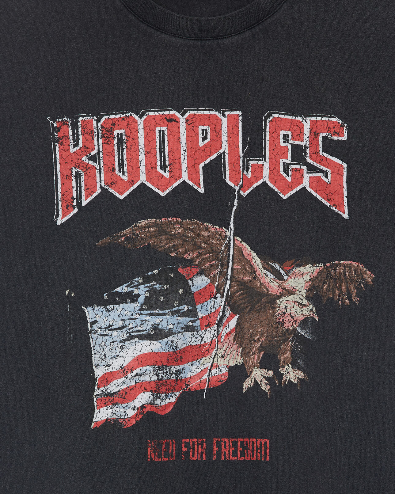 The Kooples MUJER BLACK WASHED  camiseta negra algodón serigrafía águila
