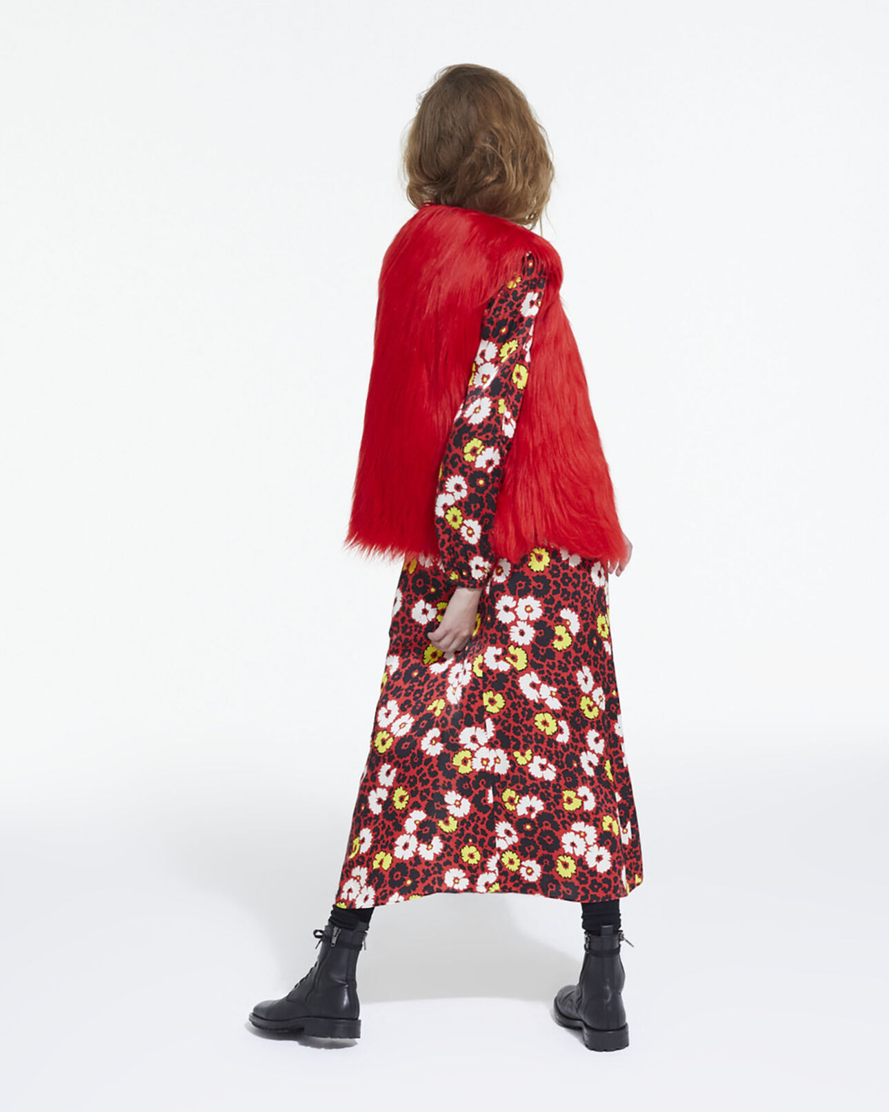 The Kooples WOMEN DARK RED red faux fur coat
