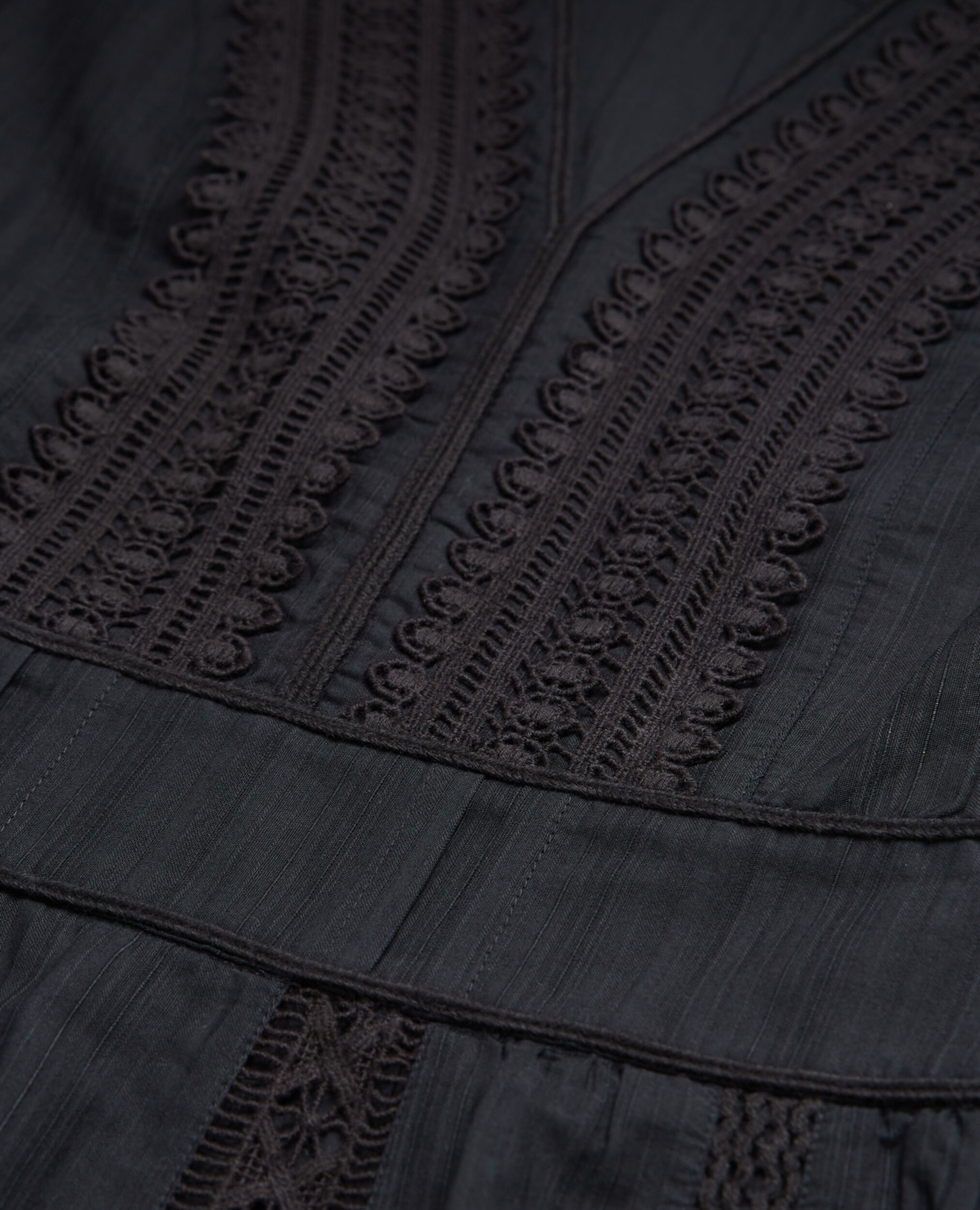 Robe brodée noire courte détail gallon, BLACK, hi-res image number null