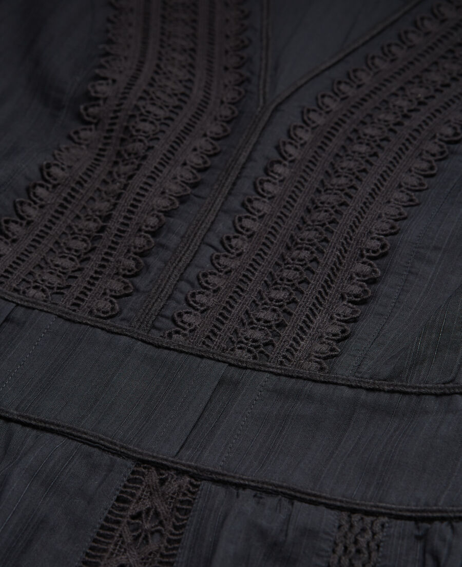 short black embroidered dress w/ band details
