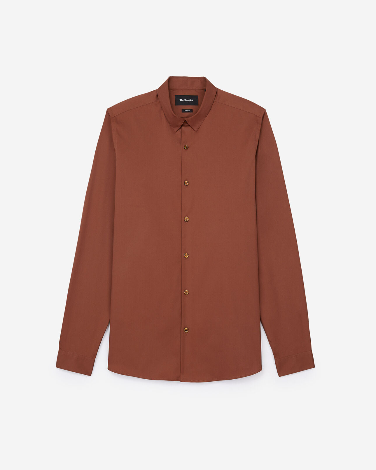 The Kooples HOMBRE CARAMEL paper poplin shirt with classic collar