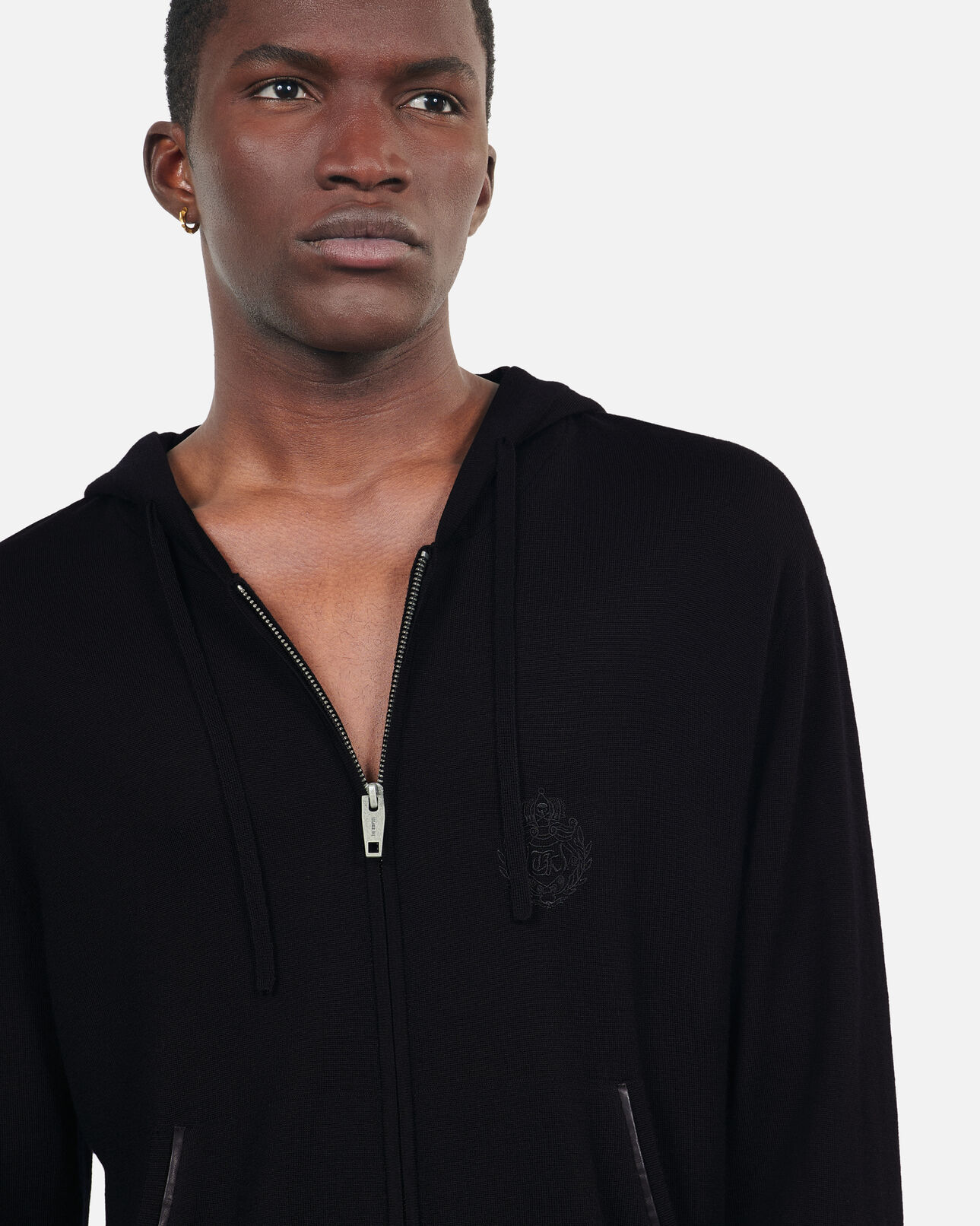 The Kooples MEN BLACK black wool hooded cardigan