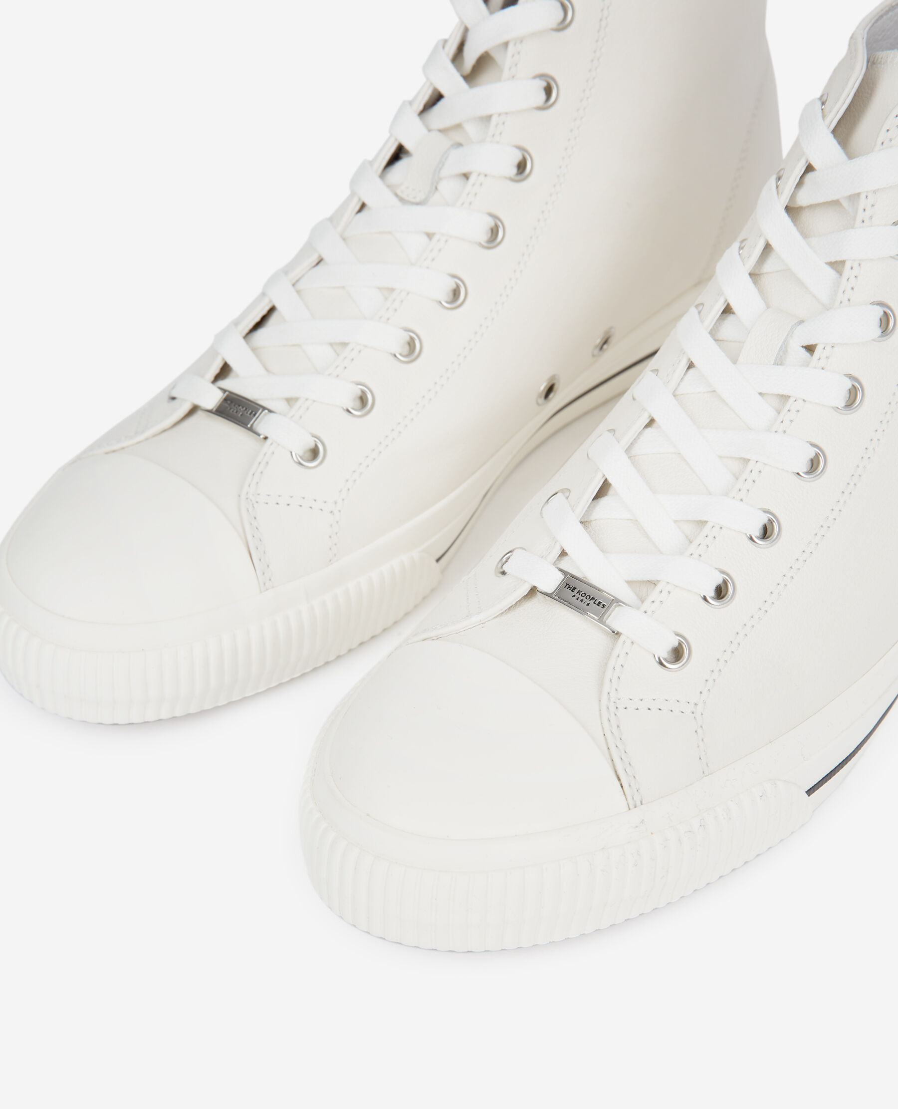 White high top trainers in smooth leather The Kooples UK