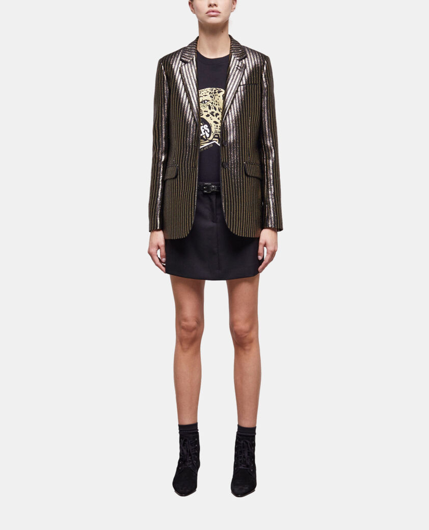 The Kooples FEMME BLACK / GOLD veste à rayures dorée