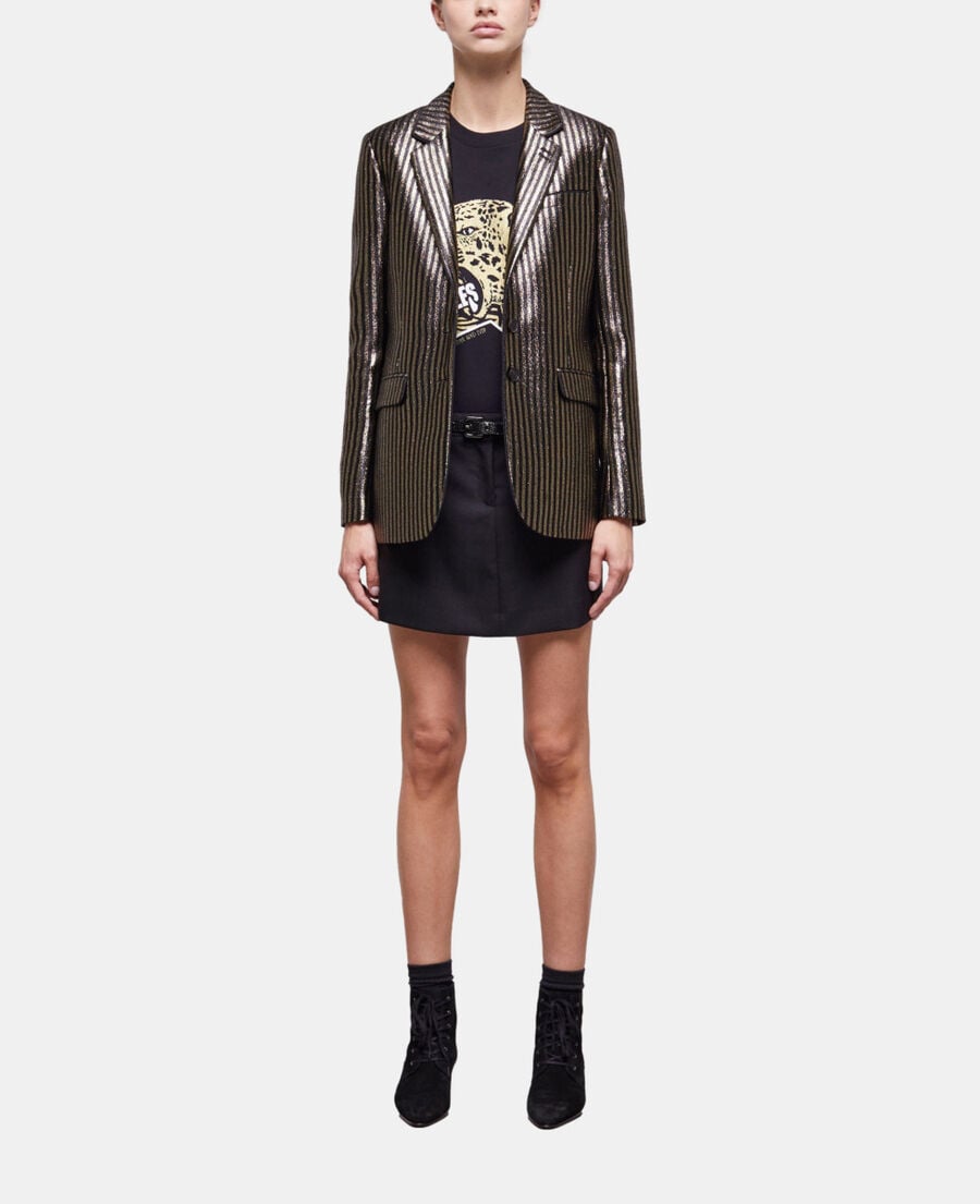 The Kooples FEMME BLACK / GOLD veste à rayures dorée