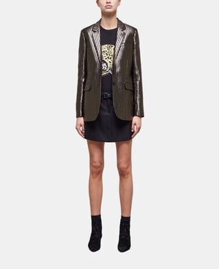 The Kooples FEMME BLACK / GOLD veste à rayures dorée