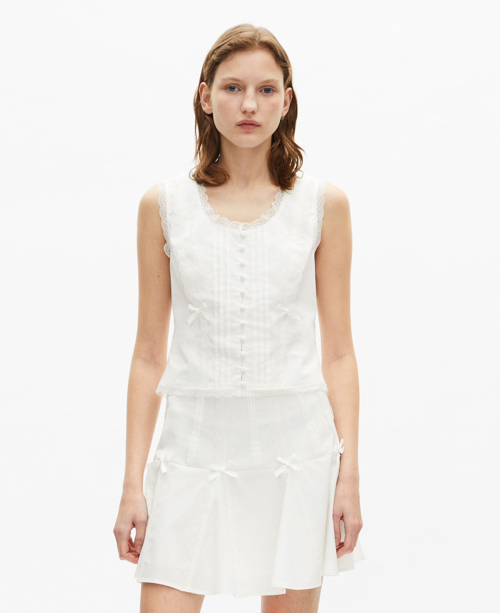 The Kooples WOMEN ECRU ecru lace detail top
