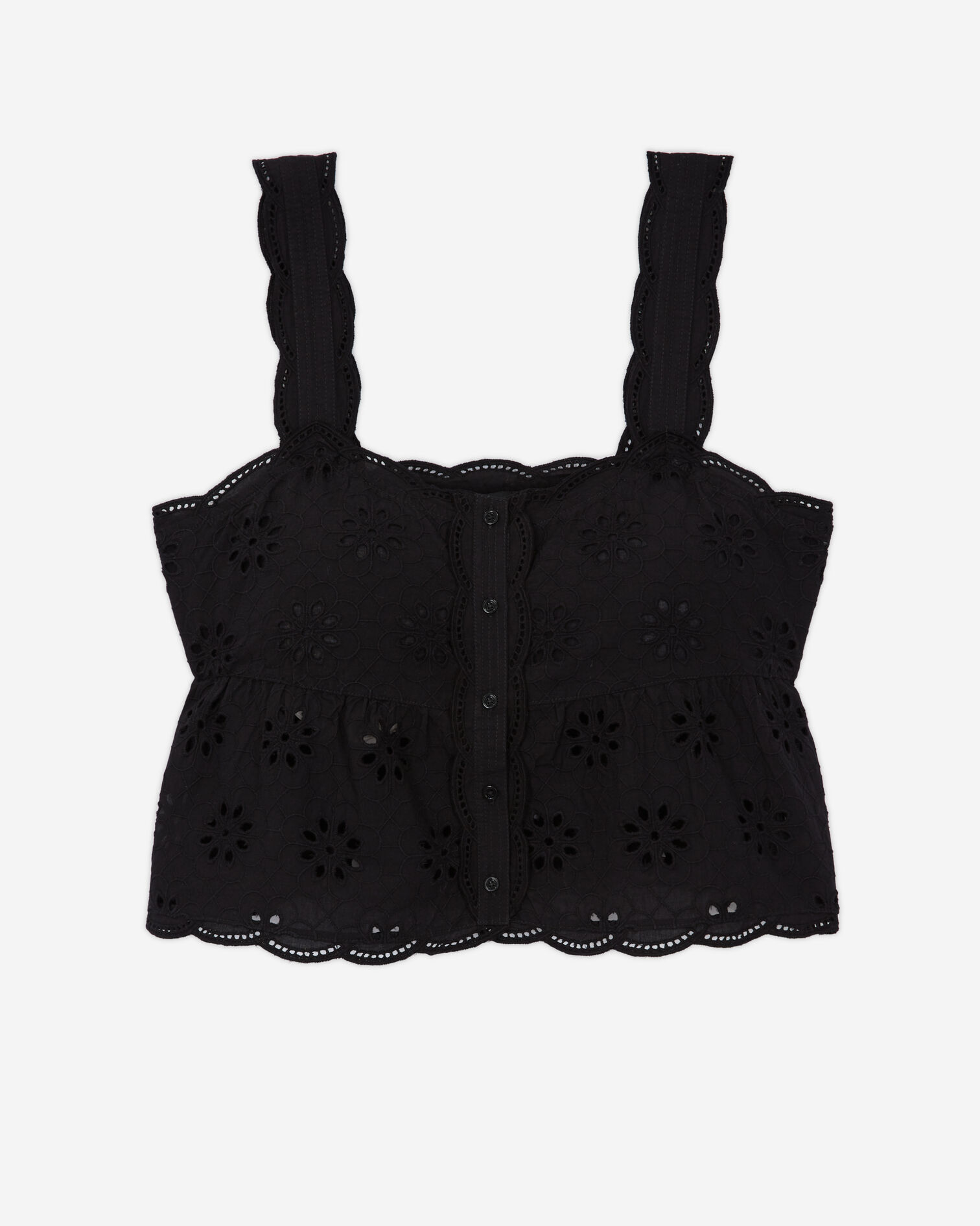 Kurzes, schwarzes Top mit englischer Stickerei, BLACK, hi-res image number null