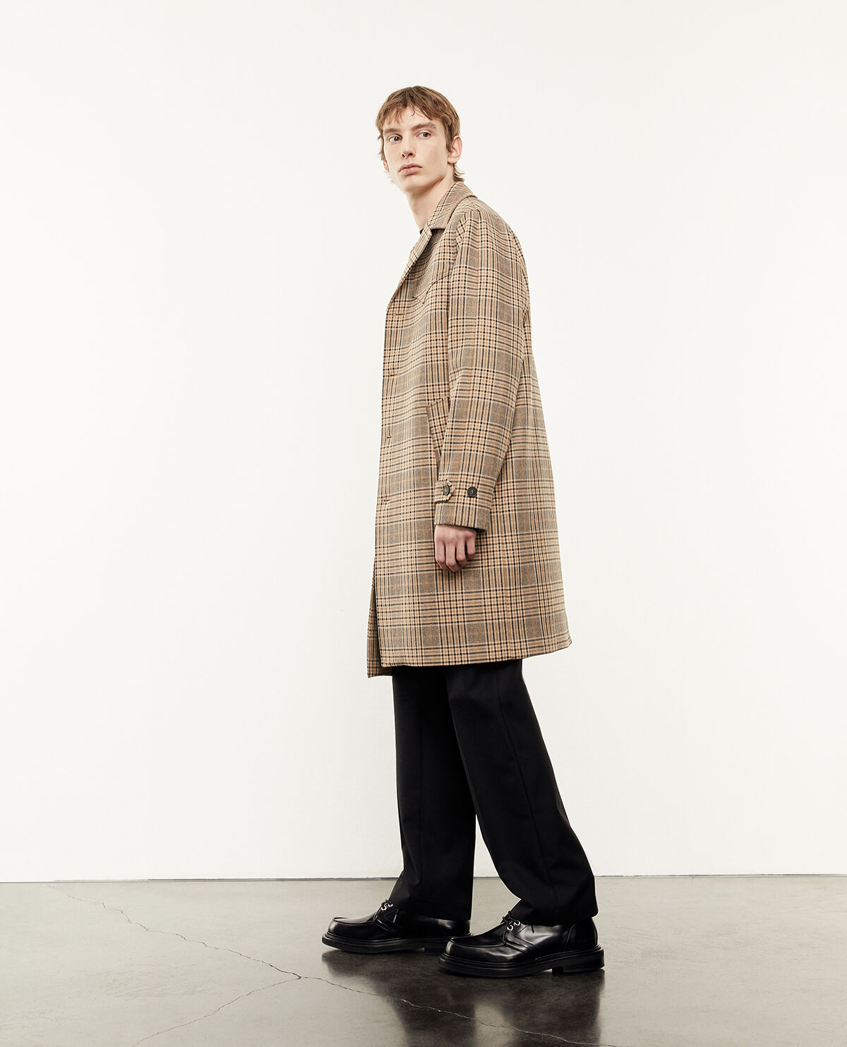 Beige and black trench coat with check motif The Kooples