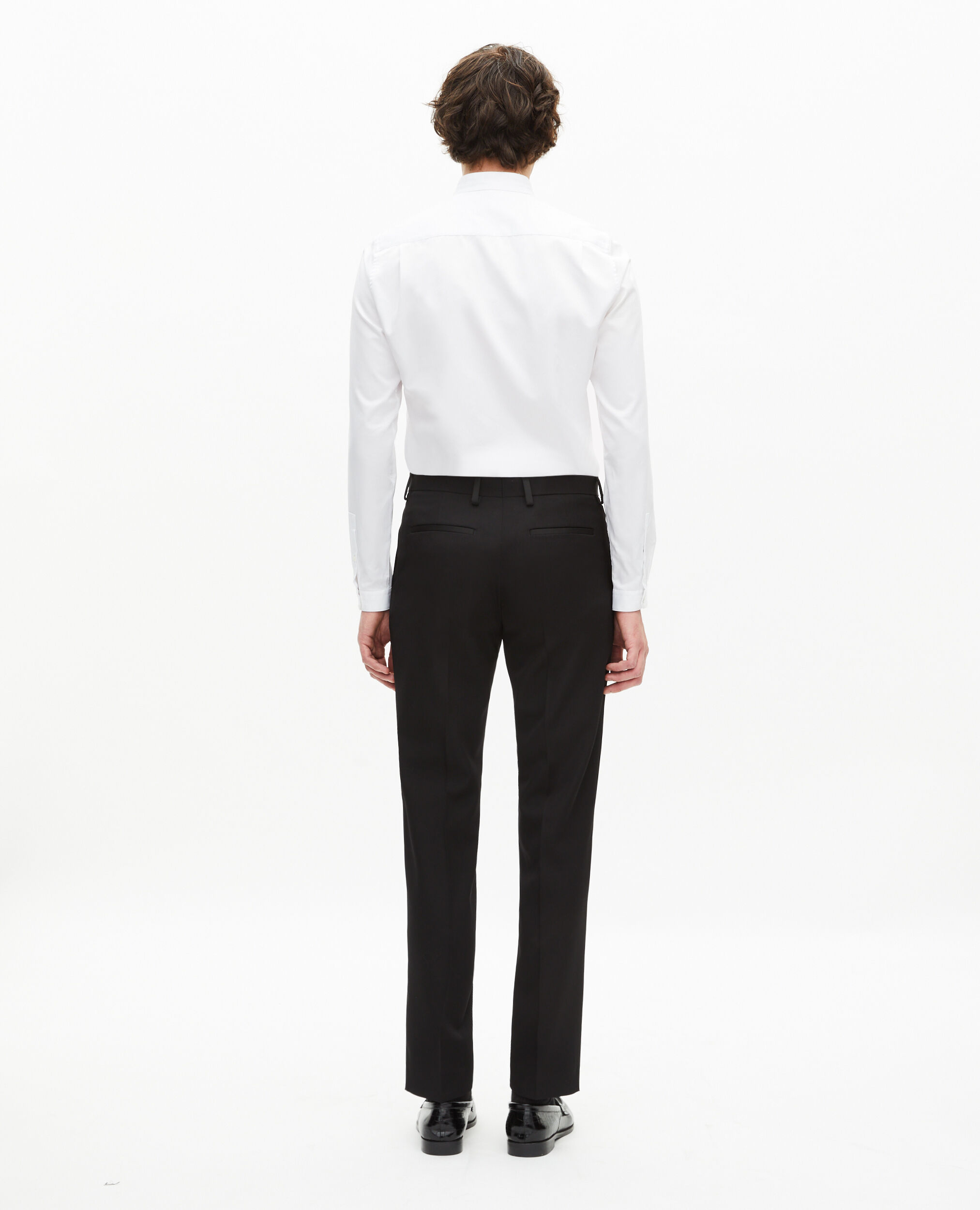 Schwarze Smokinghose mit geradem Schnitt und Satin-Detail, BLACK, hi-res image number null