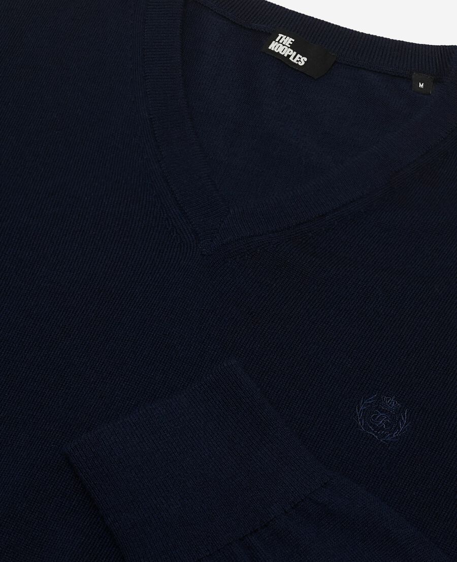 The Kooples HOMME NAVY pull col v en laine mérinos marine