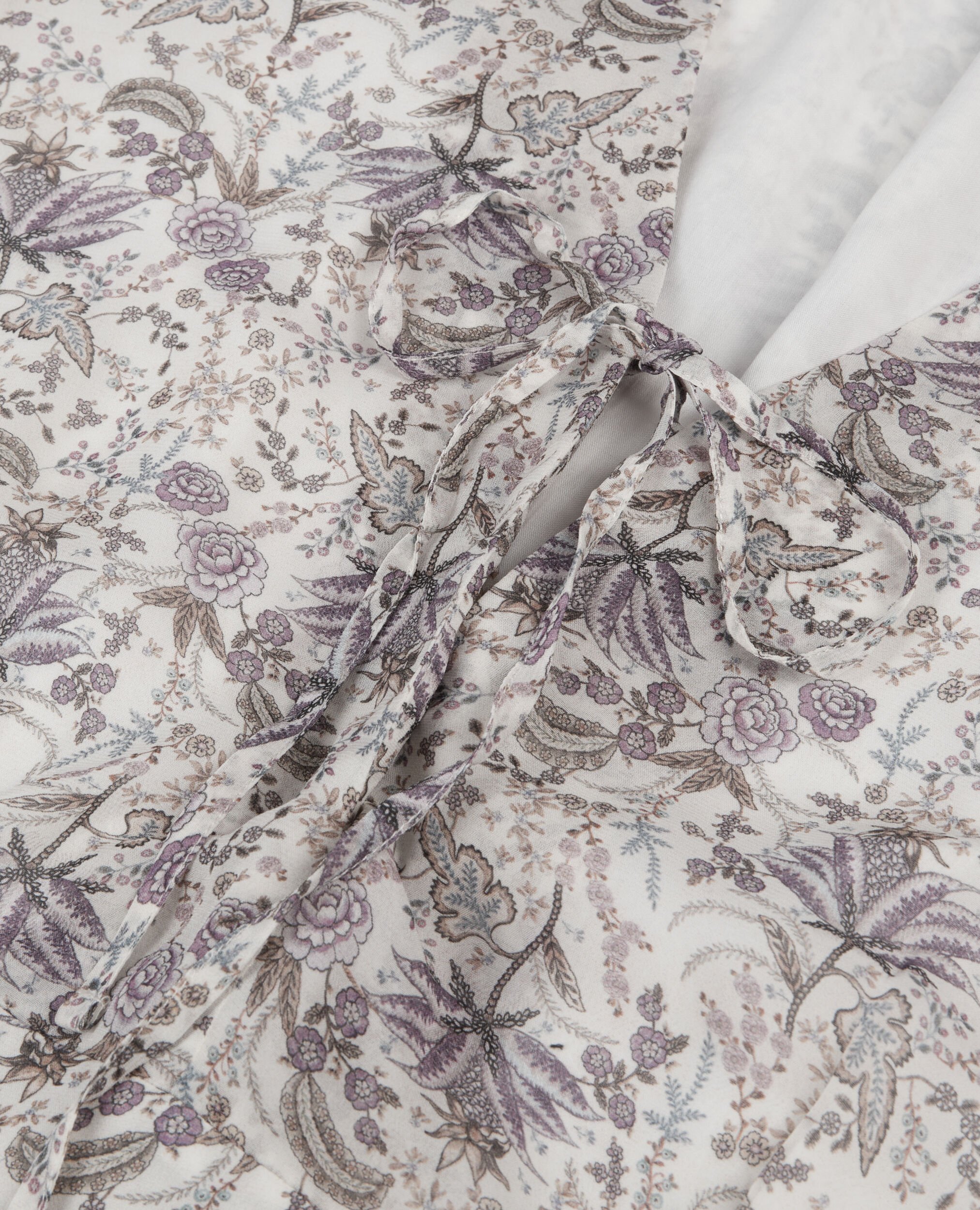 Short printed dress with lacing, ECRU/MAUVE CHALK, hi-res image number null