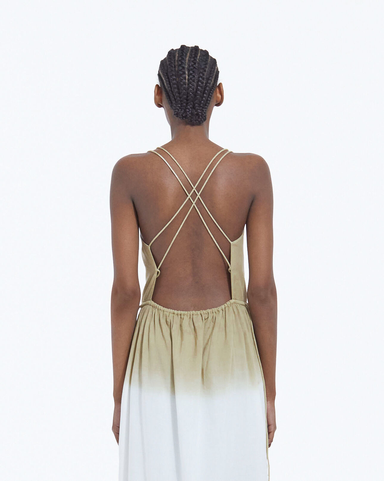 The Kooples FEMME KAKI robe longue sans manches dos nu kaki dégradée