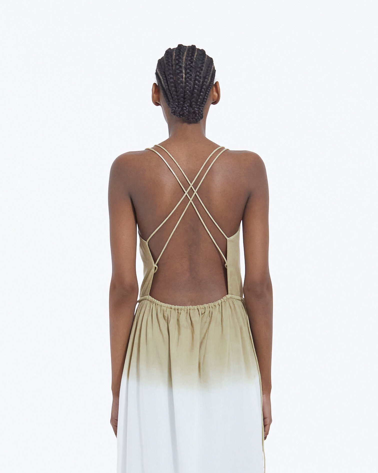 Robe longue sans manches dos nu kaki dégradée, KAKI, hi-res image number null