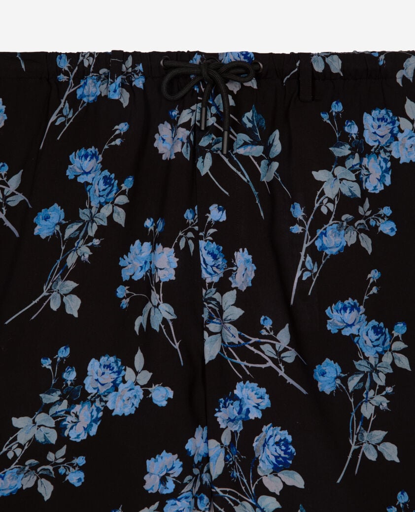 The Kooples MEN BLACK BLUE black floral print bermuda shorts