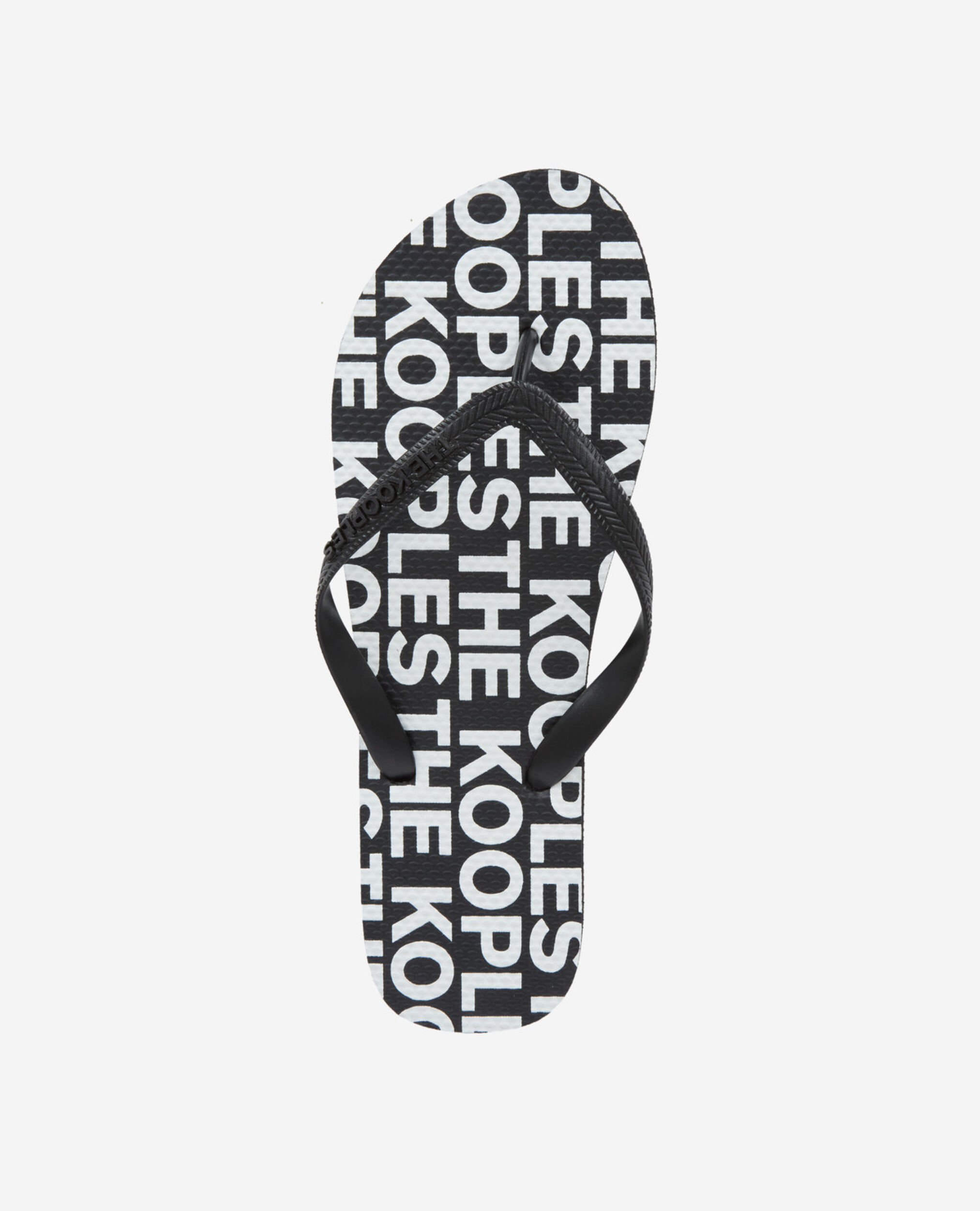 Chanclas negras caucho estampado toda prenda, BLACK-ECRU, hi-res image number null