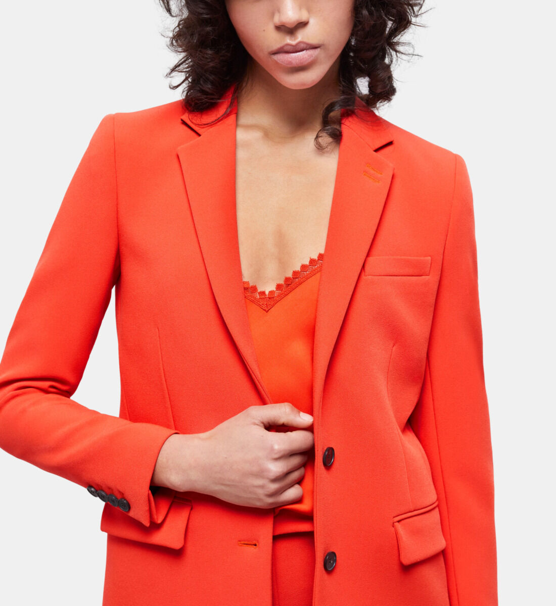 Veste tailleur orange en crepe
