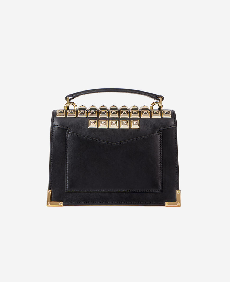 The Kooples WOMEN BLACK emily small bag in black leather with spikes